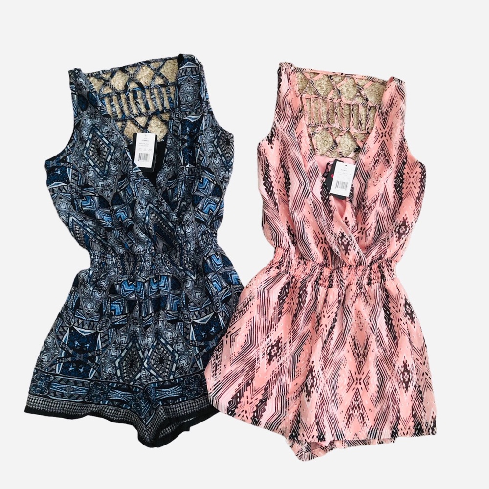 Bundle of 2 Rompers Shorts NEW By Three Hearts V- Neck Size XS